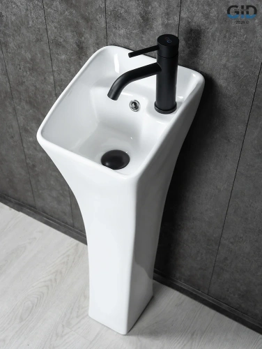 Раковина керамическая Gid Autonomo 81101 30х30 напольная цвет белый 1 отверстие под смеситель - фото 2