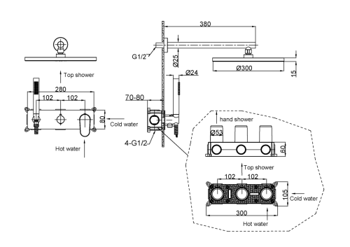 Душевая система Boheme Spectre 454-BR встраиваемая в стену цвет бронза - фото 2