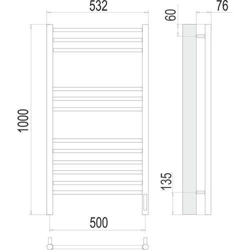 Полотенцесушитель электрический Terminus 4670078527226 55х100 хром - фото 3