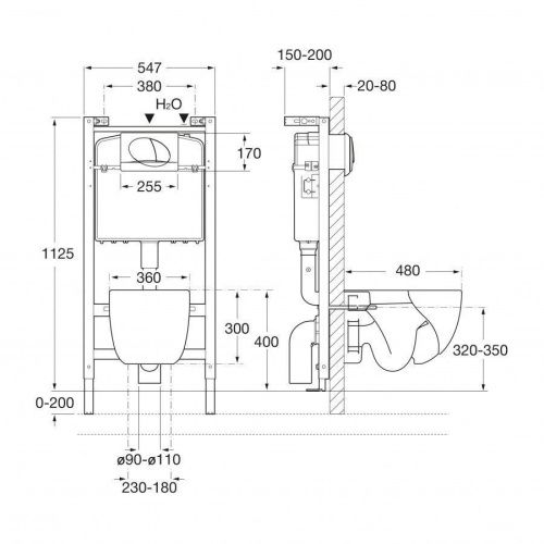 Комплект унитаз с инталляцией и клавишей смыва Roca Meridian 7893104110 - фото 5