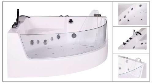 Ванна акриловая гидромассажная Cerutti SPA C-401A 150х150 угловая четверть круга с ножками - фото 4