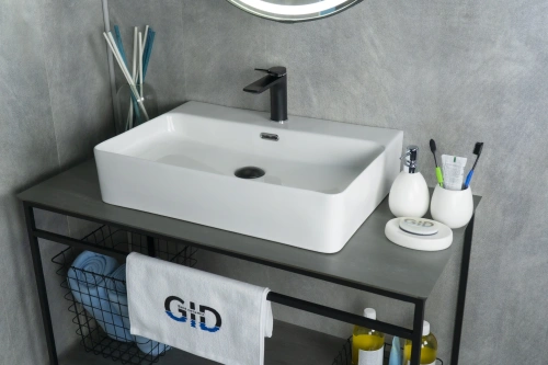 Раковина керамическая Gid Geométrico 51172 60х40 накладная цвет белый 1 отверстие под смеситель - фото 2