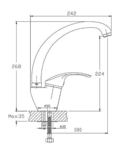 Смеситель для кухни Haiba HB21-5 HB4121-5 на мойку сатин - фото 2