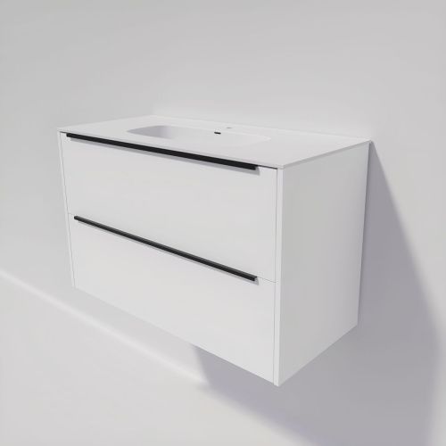 Тумба под раковину La Fenice Tesoro FNC-01-TES-PB-100-2 100х40 подвесная цвет белый - фото 4