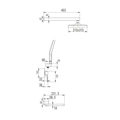Душевая система Rose R1035T встраиваемая в стену цвет серый - фото 3