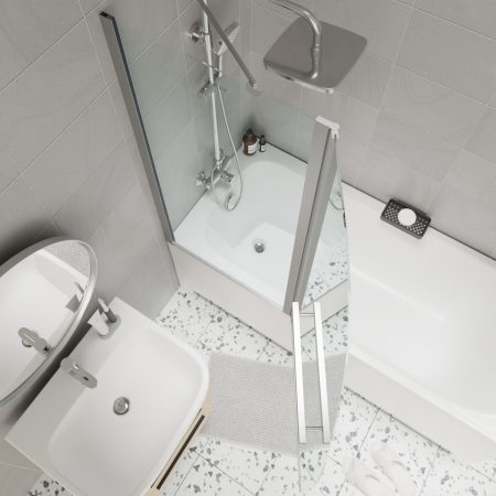 Душевая шторка на ванну Parly F03 120х130 стекло прозрачное профиль хром ориентация универсальная