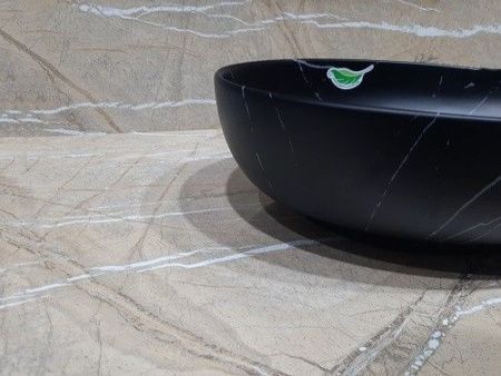 Раковина из сантехнического фаянса CeramaLux 78166MBM 50х40 накладная цвет черный без отверстий под смеситель