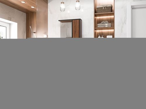 Зеркало-шкаф Misty Кедр П-Кед04050-011П 50х70 подвесной цвет коричневый/черный - фото 5