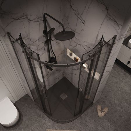 Душевой уголок Grossman Classic 301.K33.04.1010.21.00 100х100 стекло прозрачное профиль черный без поддона