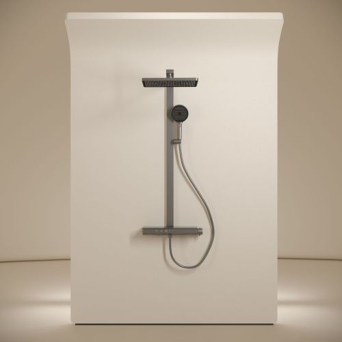 Душевая стойка Sancos Vos SC6100GG настенная цвет вороненая сталь с термостатом - фото 2