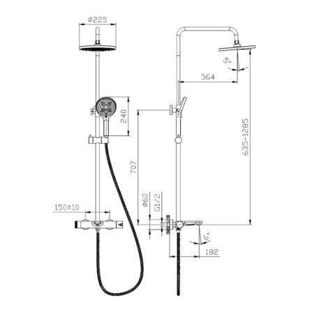 Душевая стойка Raglo R32.24 настенная цвет хром