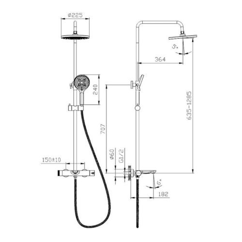 Душевая стойка Raglo R32.24.09 настенная цвет серый - фото 3