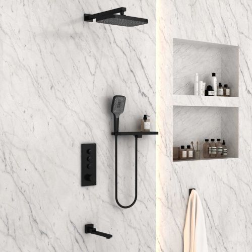 Душевая система Vincea VSFW-431T1RMB встраиваемая в стену цвет черный с термостатом