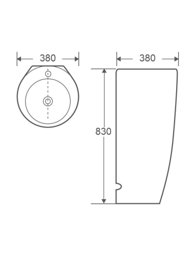 Раковина из сантехнического фаянса WeltWasser WW SK 10000005489 40 см напольная цвет белый 1 отверстие под смеситель - фото 2