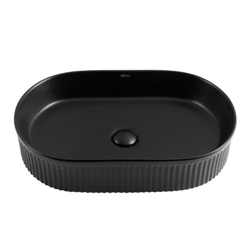 Раковина из сантехнического фаянса Abber BEQUEM AC2116MB 60х40 накладная цвет черный без отверстий под смеситель - фото 2