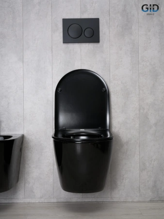 Унитаз подвесной Gid Convexo 62204Y черный с сиденьем микролифт безободковый смыв торнадо