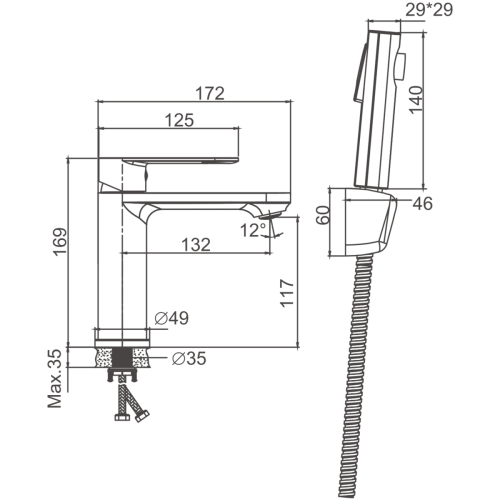 Смеситель BELZ B12713-7 на раковину черный - фото 2