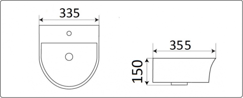 Раковина из сантехнического фаянса CeramaLux 78370 30х40 подвесная цвет белый 1 отверстие под смеситель - фото 4