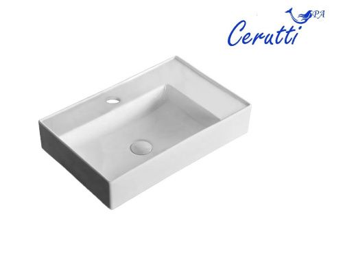 Раковина из сантехнического фарфора Cerutti SPA CR0017 60х40 накладная цвет белый без отверстий под смеситель - фото 4