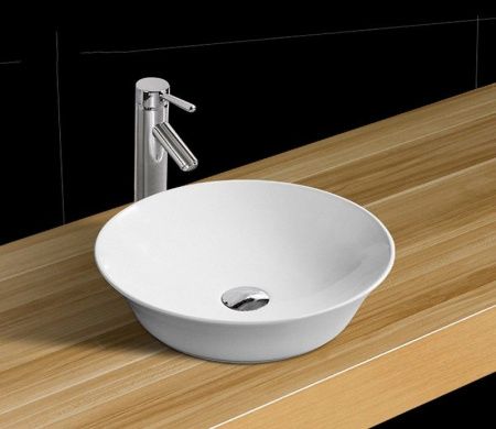 Раковина из сантехнического фаянса CeramaLux 9381 40х40 накладная цвет белый без отверстий под смеситель