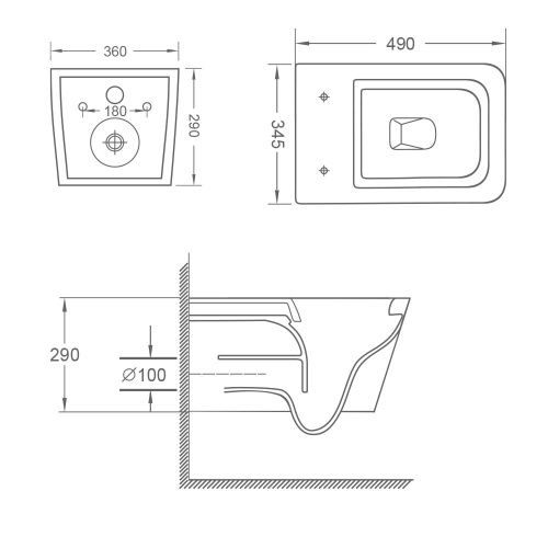 Унитаз подвесной WesnaArt Kubus 215-KUB13 белый с сиденьем микролифт безободковый смыв торнадо - фото 2