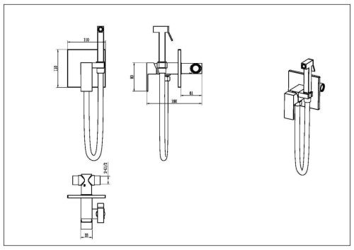 Гигиенический душ со смесителем Boheme Qubic 477-SGM серый - фото 2