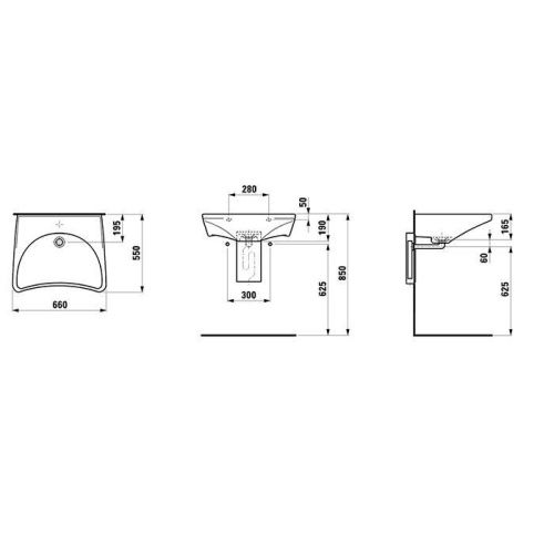 Раковина керамическая Laufen Pro 8.1060.3.000.000.1 70 см подвесная цвет белый без отверстий под смеситель - фото 2