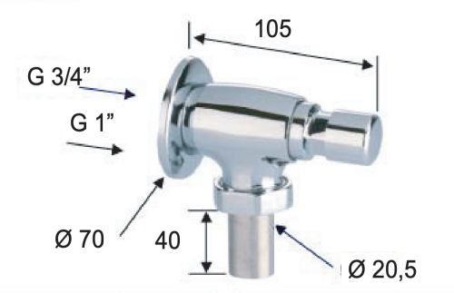 Смывное устройство для писсуара Remer Tempor TE17010 цвет хром - фото 2