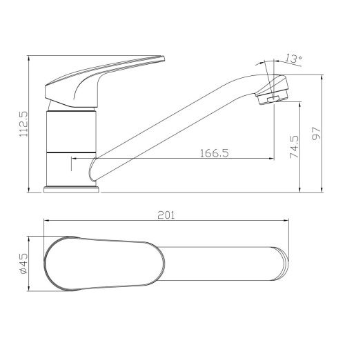 Смеситель для кухни Rossinka RS45 RS45-22 на мойку хром - фото 2