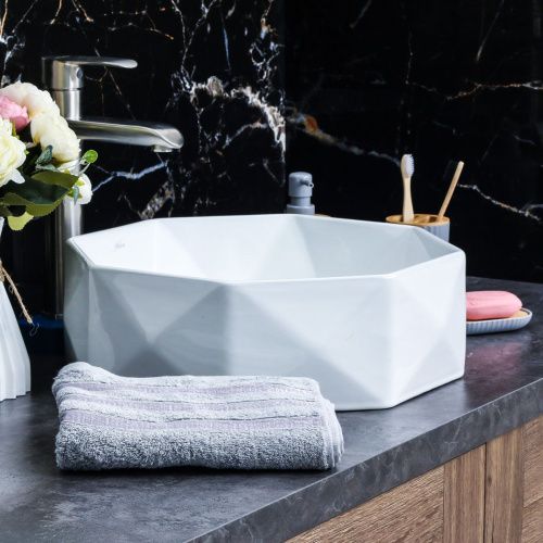 Раковина из сантехнического фарфора Melana 78347-805 40х40 накладная цвет белый без отверстий под смеситель - фото 5