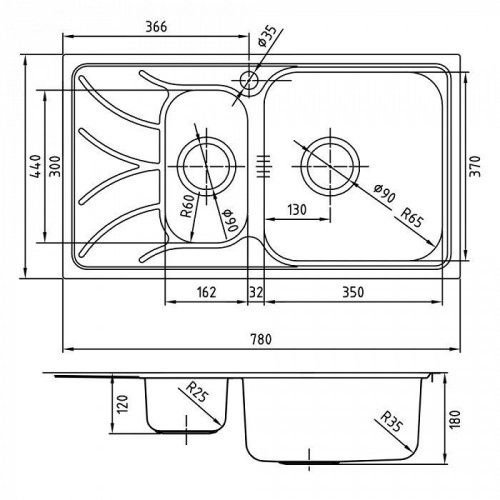 Кухонная мойка Iddis Arro ARR78SZi77 80х45 цвет хром поверхность глянцевая - фото 2