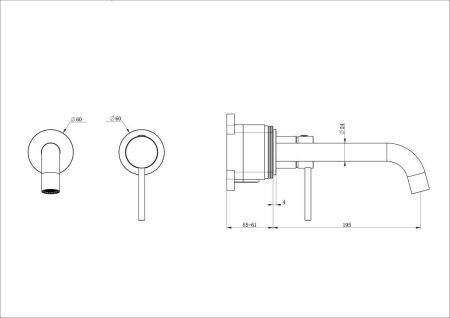 Смеситель для раковины Wonzon & Woghand STICK WW-88869017-BN встраиваемый в стену никель