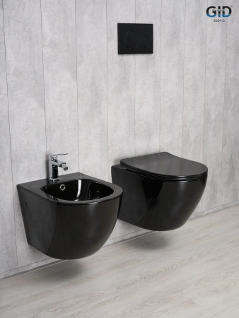 Унитаз подвесной Gid Convexo 62204Y черный с сиденьем микролифт безободковый смыв торнадо