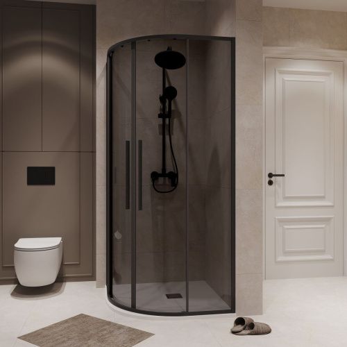 Душевой уголок Niagara Nova NG-2827-34BLACK 100х100 стекло тонированное профиль черный без поддона - фото 4