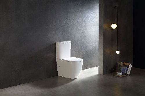 Унитаз напольный с бачком SantiLine SL-5026 цвет белый с сиденьем микролифт безободковый смыв воронка-водоворот - фото 4