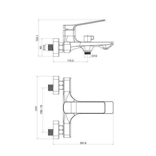 Смеситель для ванны Tokito YOKOHAMA TOK-YOK-1014 настенный хром - фото 5