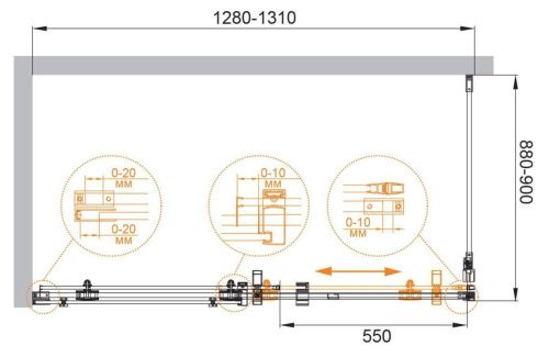 Душевой уголок Cezares STYLUS-M STYLUS-O-M-AH-1-130/90-C-Cr 130х90 стекло прозрачное профиль хром без поддона - фото 4