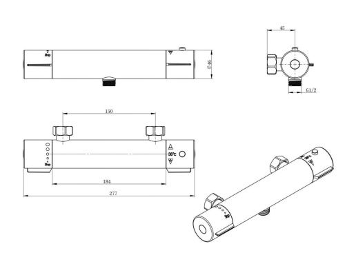 Смеситель для ванны AQG SIGMA 03SIG300CR настенный хром - фото 2