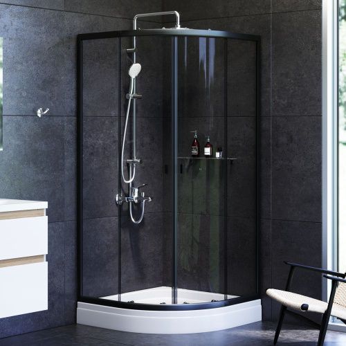 Душевой уголок Am.Pm X-Joy W88E-205-090BT64 90х90 стекло прозрачное профиль черный с поддоном