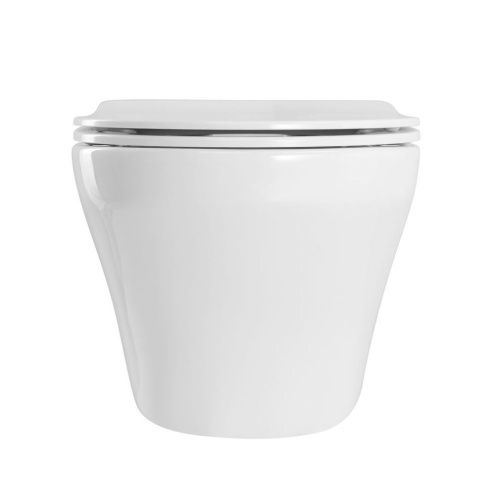 Унитаз подвесной Art&Max Gina AM218CHR/SC белый с сиденьем микролифт каскадный смыв - фото 2