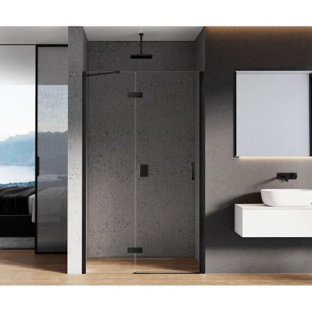 Душевая дверь New Trendy NEW RENOMA Black D-0197A 100х195 стекло прозрачное профиль черный