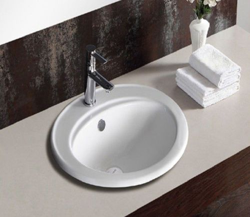 Раковина из сантехнического фаянса CeramaLux 9413 60х50 встраиваемая цвет белый 1 отверстие под смеситель - фото 5