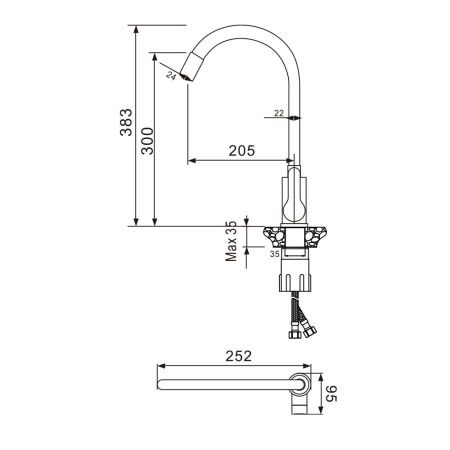 Смеситель для кухни WesnaArt Eko EKO05-140 на мойку сатин
