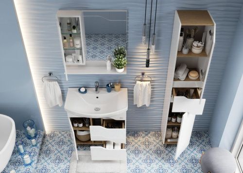 Зеркало-шкаф Onika Веронэлла 207521 70х70 подвесной цвет белый - фото 5