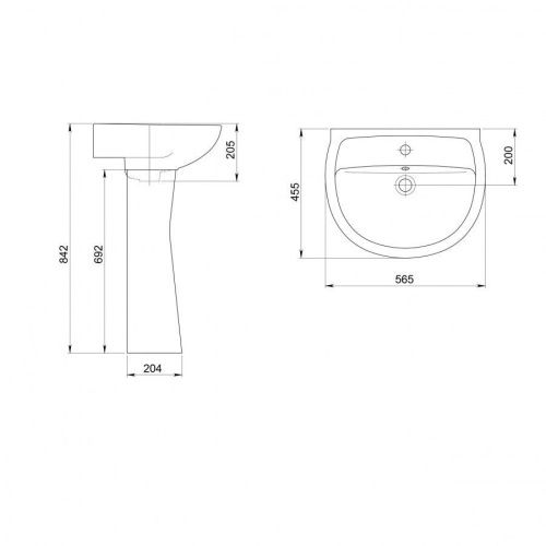 Раковина из сантехнического фарфора Santeri Версия 131115S0011B0 60х50 подвесная цвет белый 1 отверстие под смеситель - фото 5