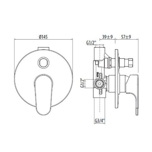 Смеситель Gattoni H2Omix1000 1034/10C0cr встраиваемый в стену хром - фото 2
