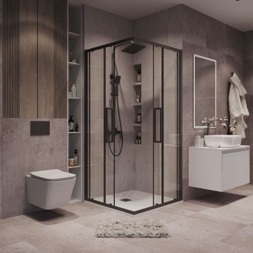 Душевой уголок Grossman Cosmo 300.K33.02.9090.21.00 90х90 стекло прозрачное профиль черный без поддона - фото 3