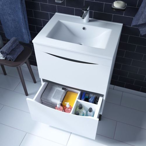 Тумба с раковиной Iddis Cloud CLO60WFi95K 60х50 напольная цвет белый - фото 5