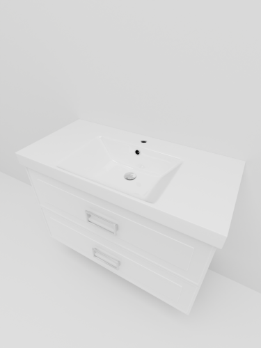 Тумба с раковиной La Fenice Cubo TWIN NFNC-01-CUB-B-100-2-1-100 100х50 подвесная цвет белый - фото 2