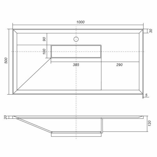 Раковина из искусственного камня Uperwood Lotus Quartz 29192037 100х50 полувстраиваемая цвет черный - фото 2